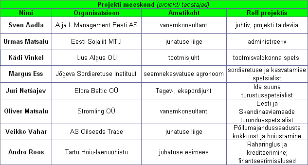 Projekti meeskond